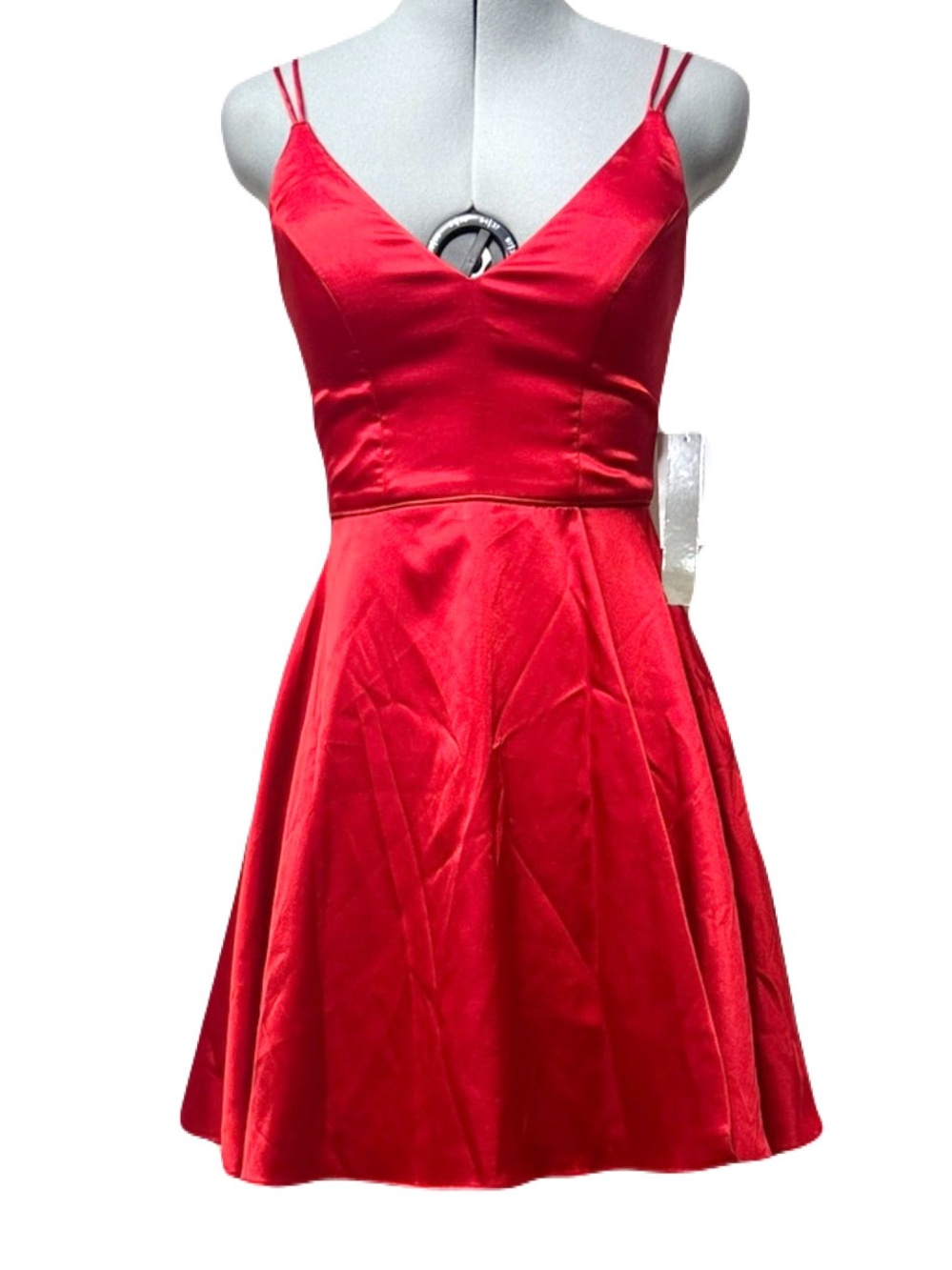 NWT Red Satin Mini Formal Dress 3 Small